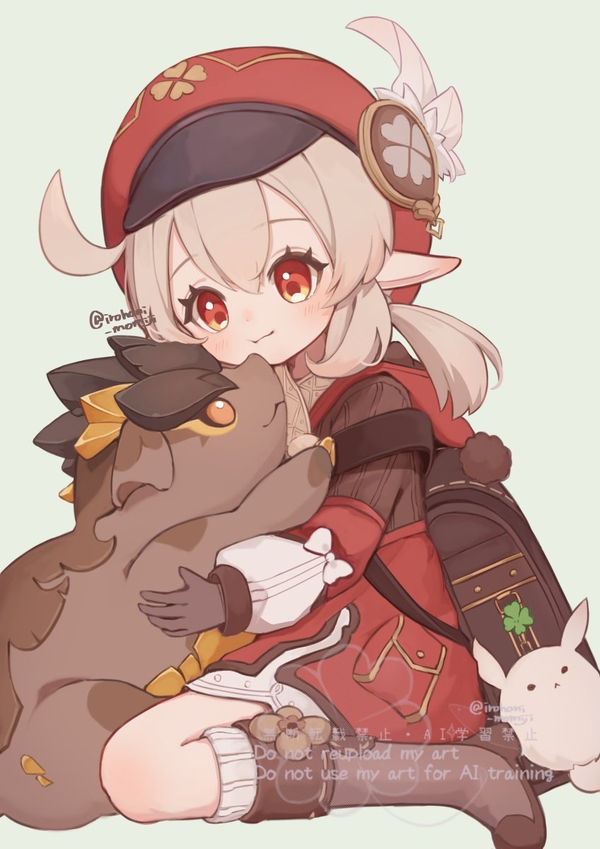klee, dodoco, and tepetlisaurus (genshin impact) drawn by irohani_momiji