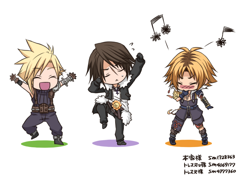 cloud strife, squall leonhart, tidus, and pon de lion (final fantasy and 4 more) drawn by 028_(918145)