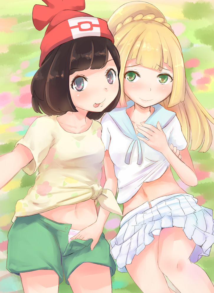 lillie and selene (pokemon and 1 more) drawn by yuno_(mioalice)