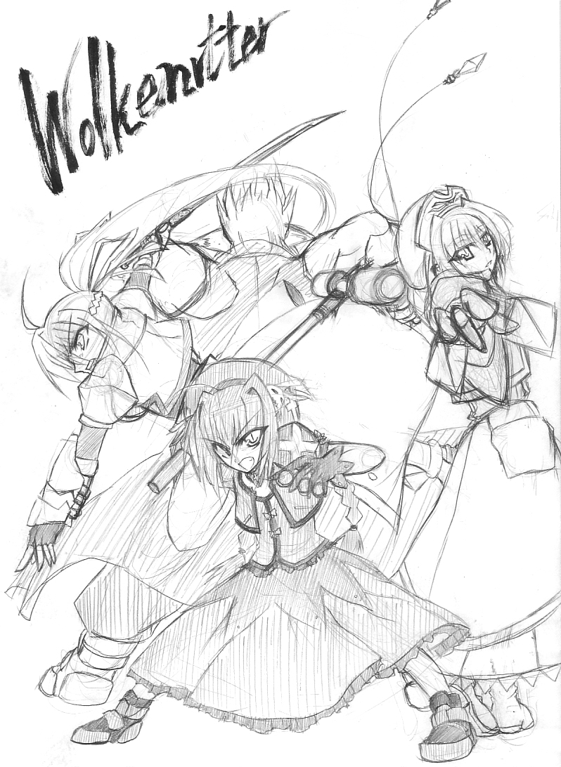 vita, signum, shamal, graf eisen, laevatein, and 2 more (lyrical nanoha and 2 more) drawn by bokugeki