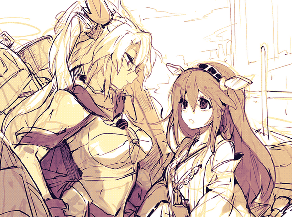haruna and musashi (kantai collection) drawn by cis_(carcharias)