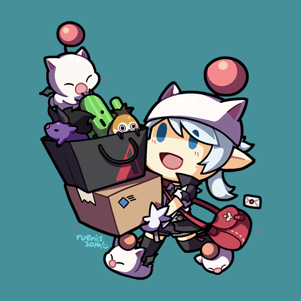 warrior of light and moogle (final fantasy and 1 more) drawn by rue_(ruenis_chronowing)
