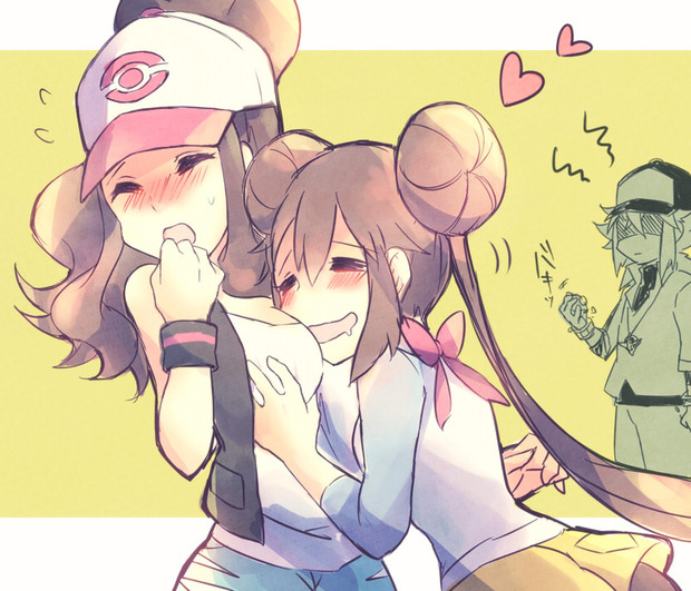 rosa, hilda, and n (pokemon and 2 more) drawn by kabocha_torute