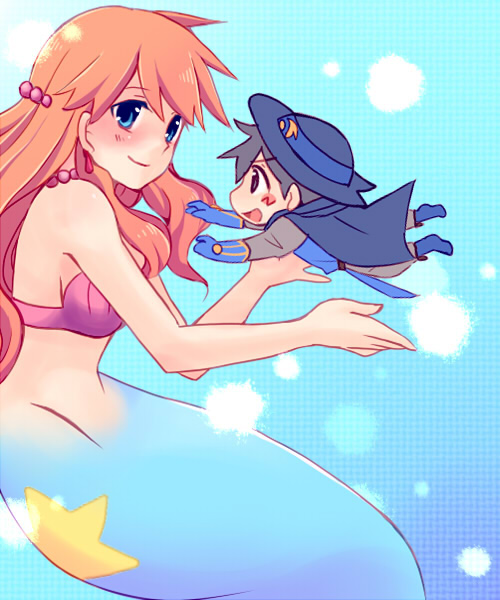 ash ketchum, misty, sir aaron, and mermaid misty (pokemon and 2 more) drawn by hagino_aki