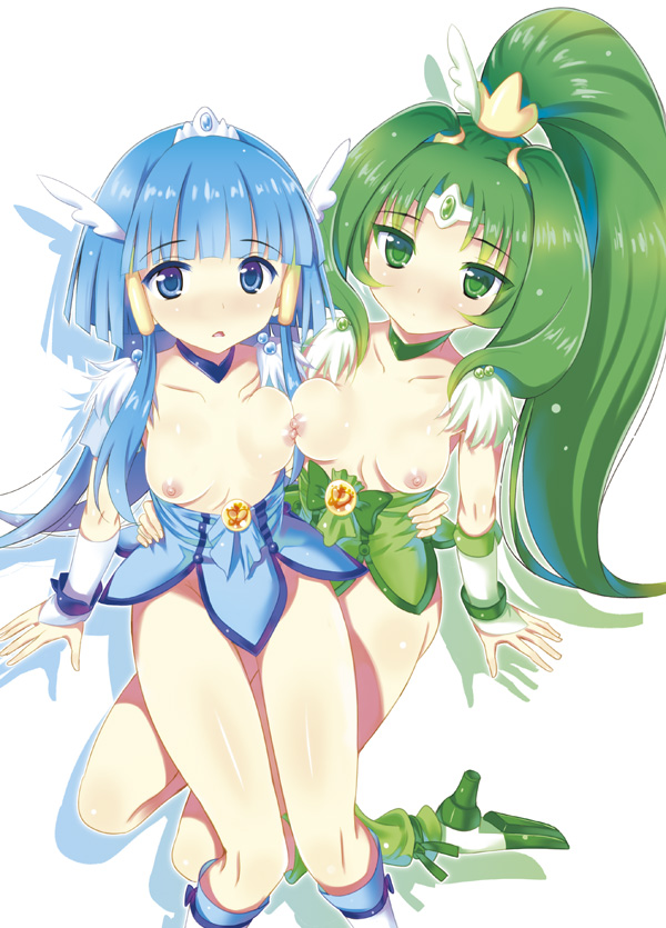 midorikawa nao, aoki reika, cure beauty, and cure march (precure and 1 more) drawn by sabano_niwatori