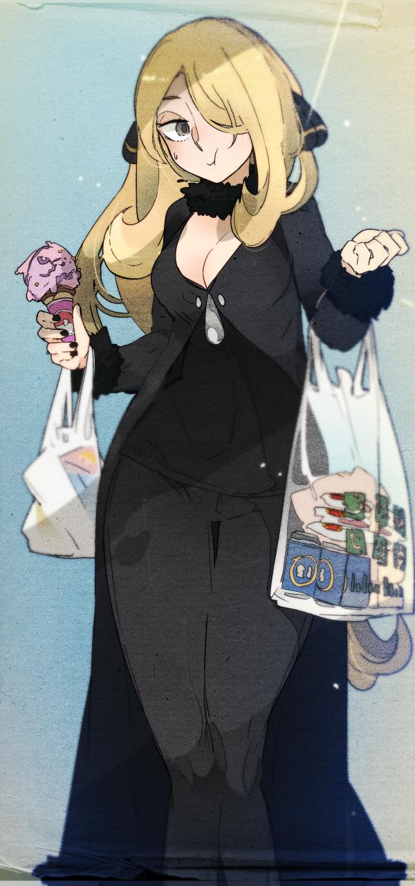 cynthia (pokemon and 1 more) drawn by idkuroi