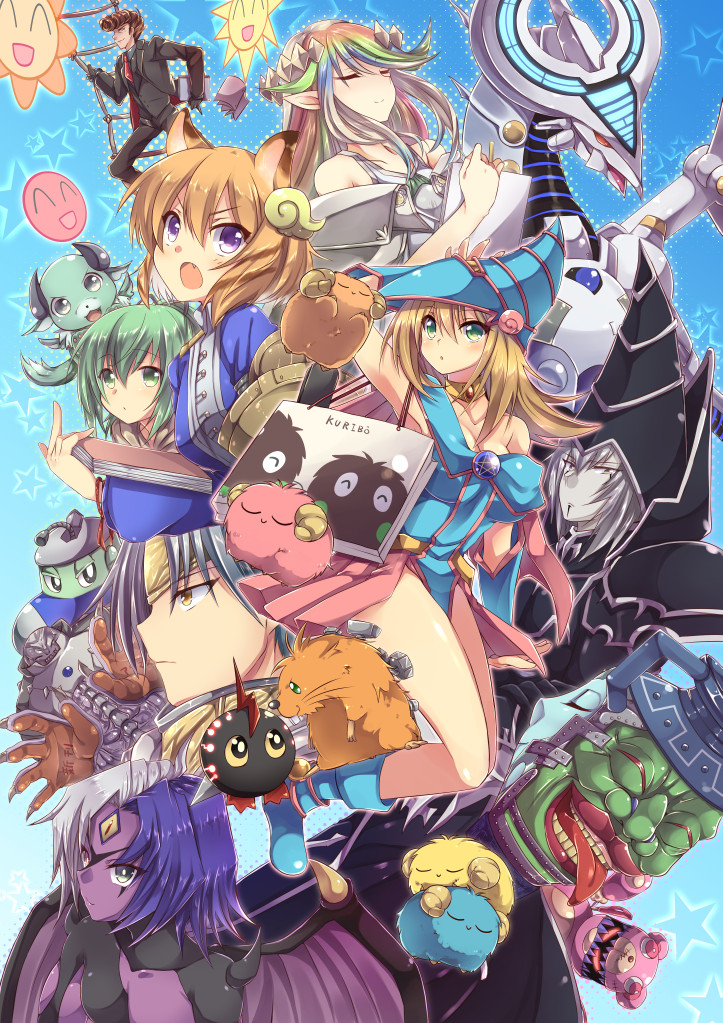dark magician girl, dark magician, kuriboh, yubel, wynn, and 15 more (yu-gi-oh!) drawn by jyon104