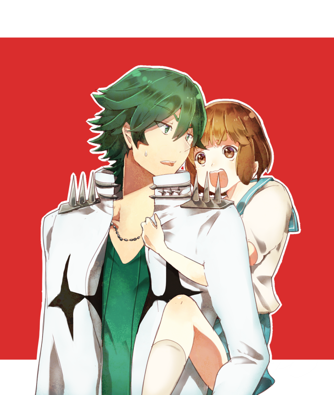 mankanshoku mako and sanageyama uzu (kill la kill) drawn by yutuuuu