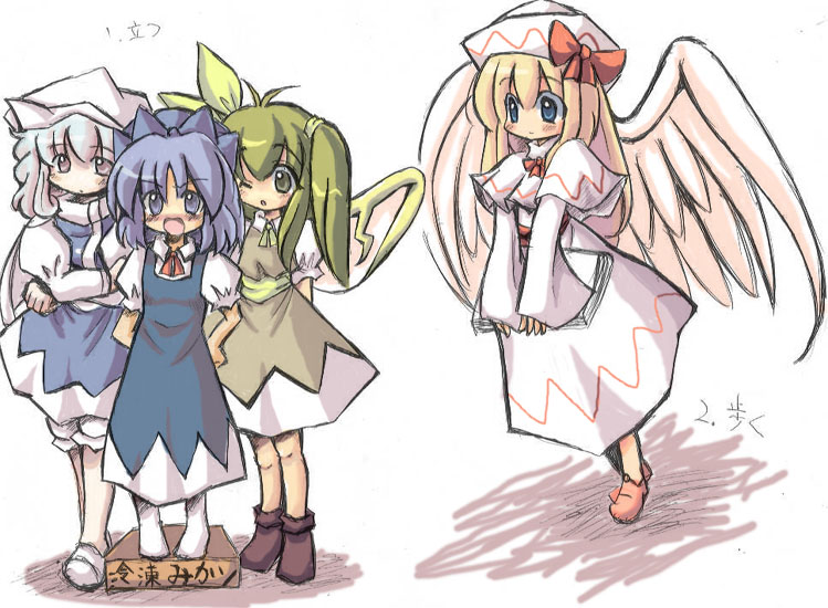 cirno, daiyousei, letty whiterock, and lily white (touhou) drawn by vu_(oyavun)