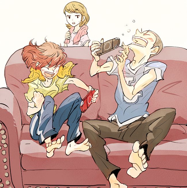 shiomi kotone, takeba yukari, and iori junpei (persona and 2 more) drawn by sutei_(giru)