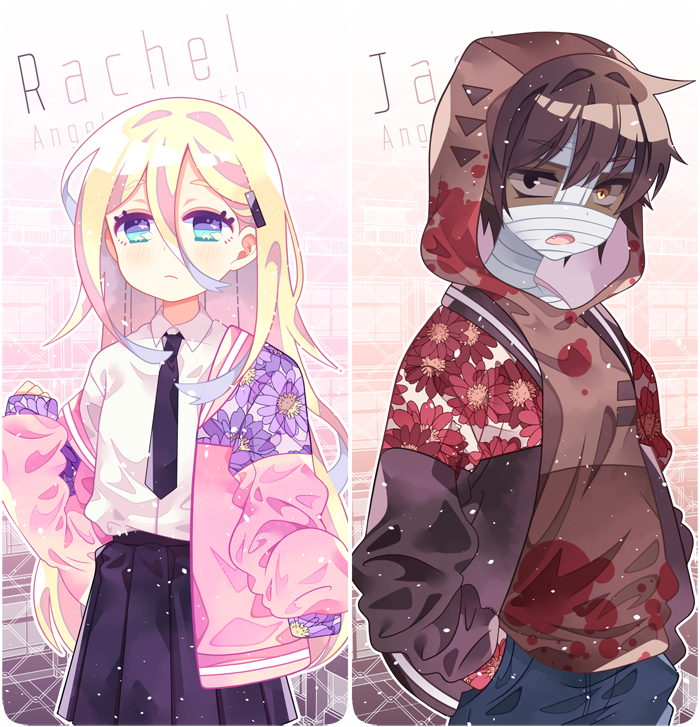 rachel gardner and isaac foster (satsuriku no tenshi) drawn by ie_(nyj1815)