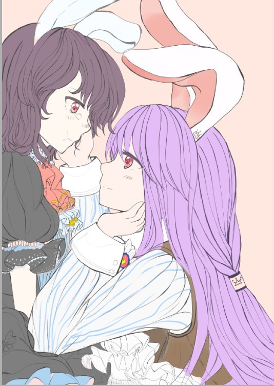 reisen udongein inaba and inaba tewi (touhou) drawn by okayra