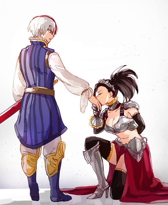 todoroki shoto and yaoyorozu momo (boku no hero academia) drawn by anezu