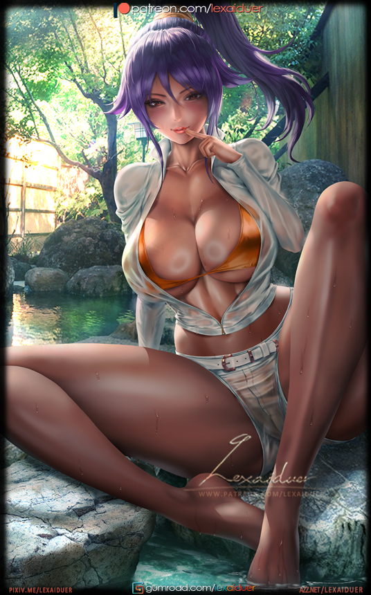 shihouin yoruichi (bleach) drawn by lexaiduer