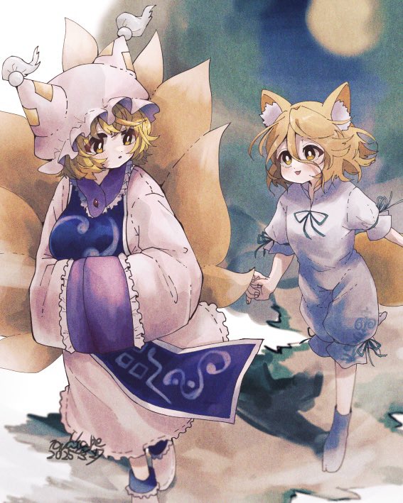 yakumo ran and kudamaki tsukasa (touhou) drawn by warabe_(be-san)