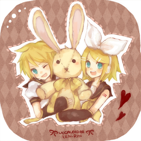 kagamine rin and kagamine len (vocaloid) drawn by mikanniro