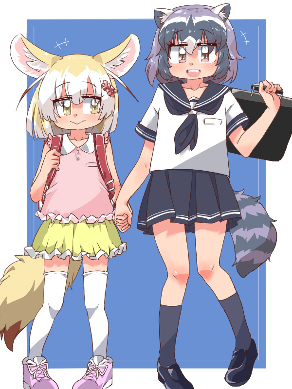 common raccoon and fennec (kemono friends) drawn by umikaze_shuu