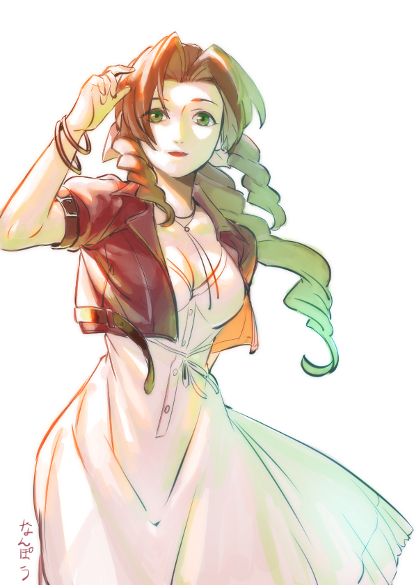 aerith gainsborough (final fantasy and 2 more) drawn by nanpou_(nanpou0021)