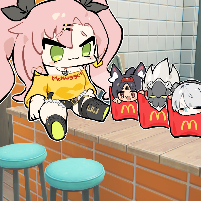 nicole demara, anby demara, nekomiya mana, and billy kid (zenless zone zero and 1 more) drawn by sima_(exavalon00)