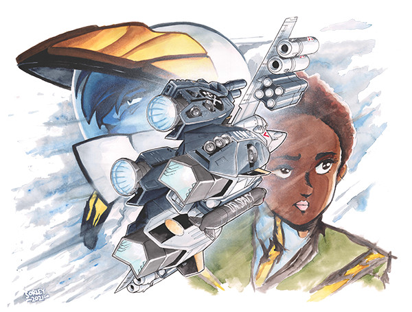 vf-1, roy focker, vf-1 strike, and claudia lasalle (macross and 1 more) drawn by jeff_sorley