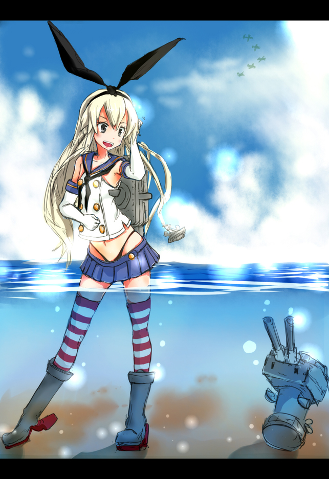 shimakaze and rensouhou-chan (kantai collection) drawn by ootsuka_kecchi