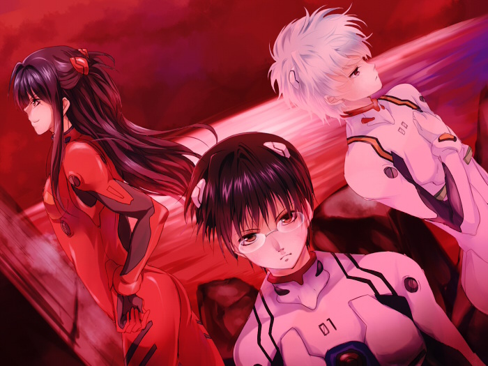 souryuu asuka langley, ayanami rei, ikari shinji, sakata gintoki, shimura shinpachi, and 1 more (neon genesis evangelion and 2 more) drawn by maruki_(punchiki)
