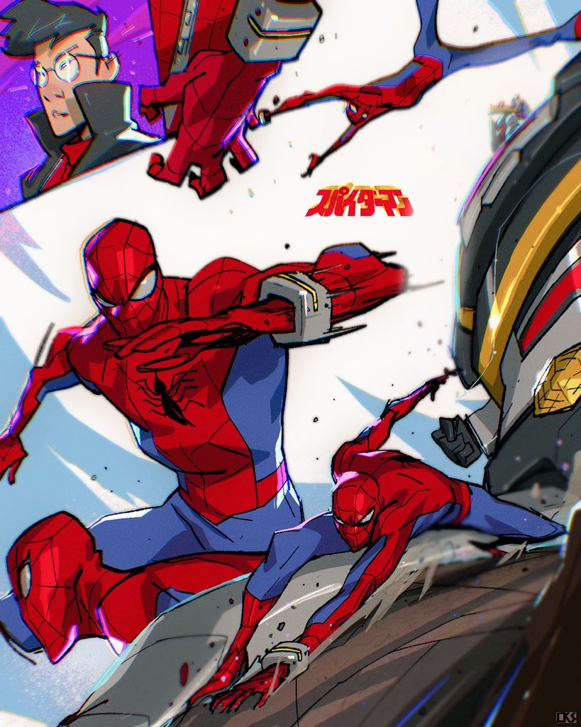 spider-man, leopardon, and yamashiro takuya (marvel and 1 more) drawn by coran_stone