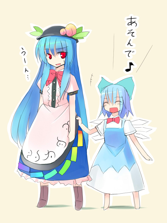 cirno and hinanawi tenshi (touhou) drawn by seo_tatsuya