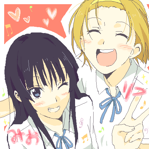 akiyama mio and tainaka ritsu (k-on!) drawn by ame_arare