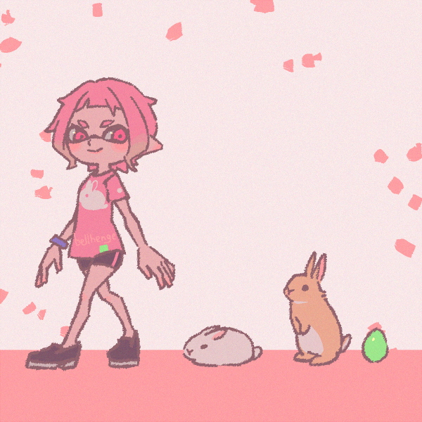 inkling player character and inkling girl (splatoon and 1 more) drawn by bellhenge
