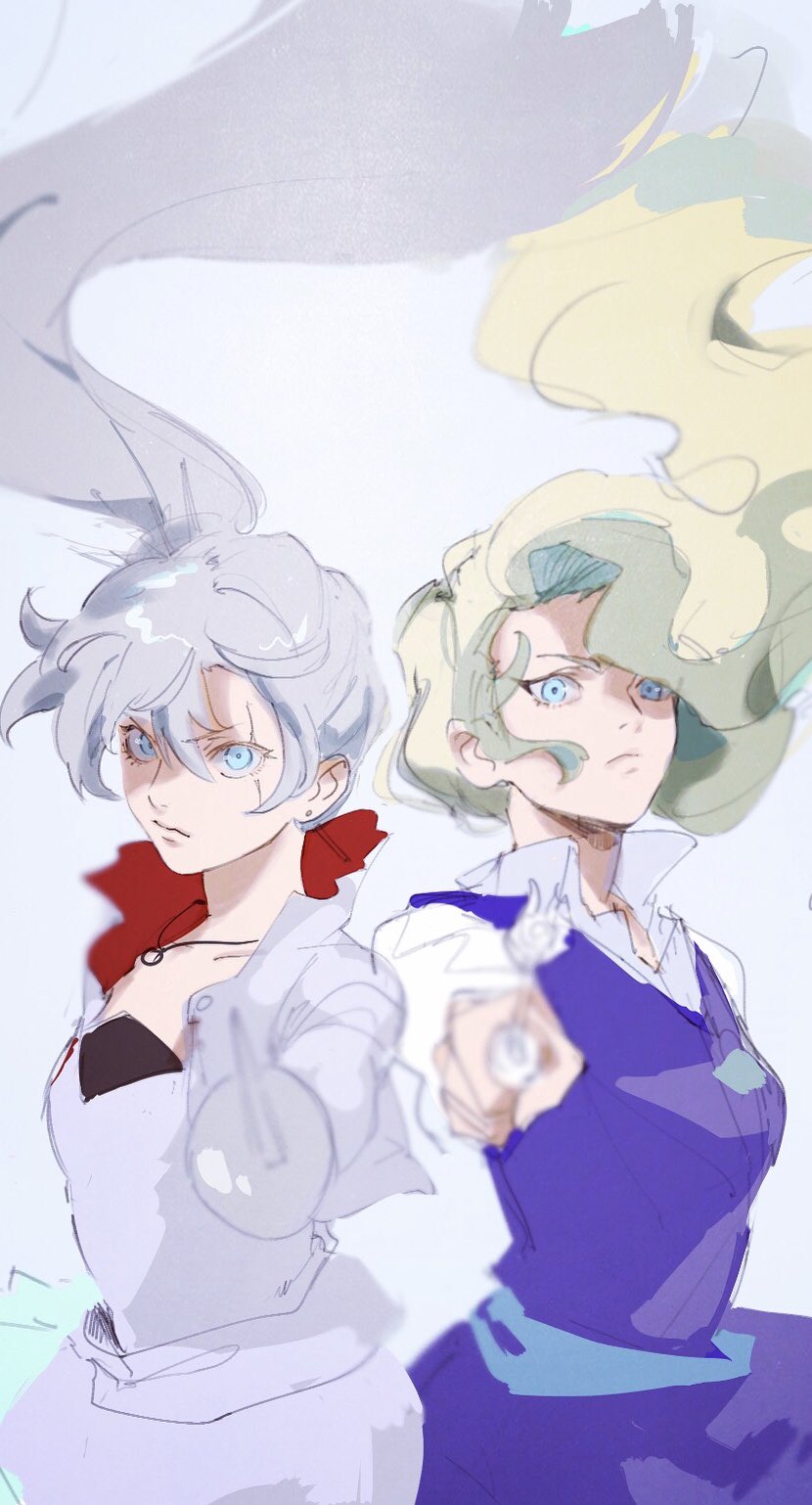 weiss schnee, diana cavendish, and hikasa youko (rwby and 1 more) drawn by roru_(lol_dessin)