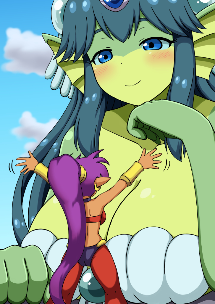 shantae and giga mermaid (shantae and 1 more) drawn by johnny_(seek_as_1990sp)