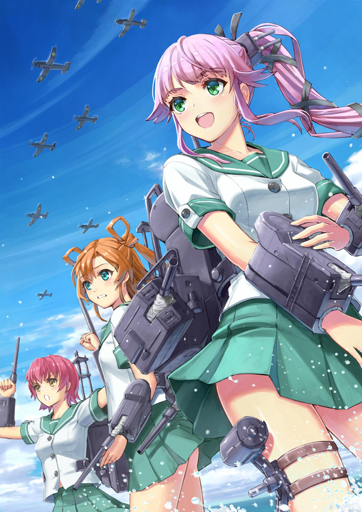 yura, abukuma, and kinu (kantai collection) drawn by tantaka