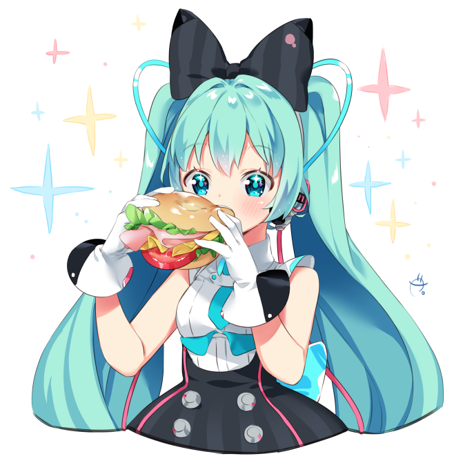 hatsune miku and magical mirai miku (vocaloid and 1 more) drawn by arami_o_8