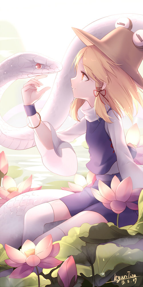 moriya suwako and mishaguji (touhou) drawn by kyuri_tizu