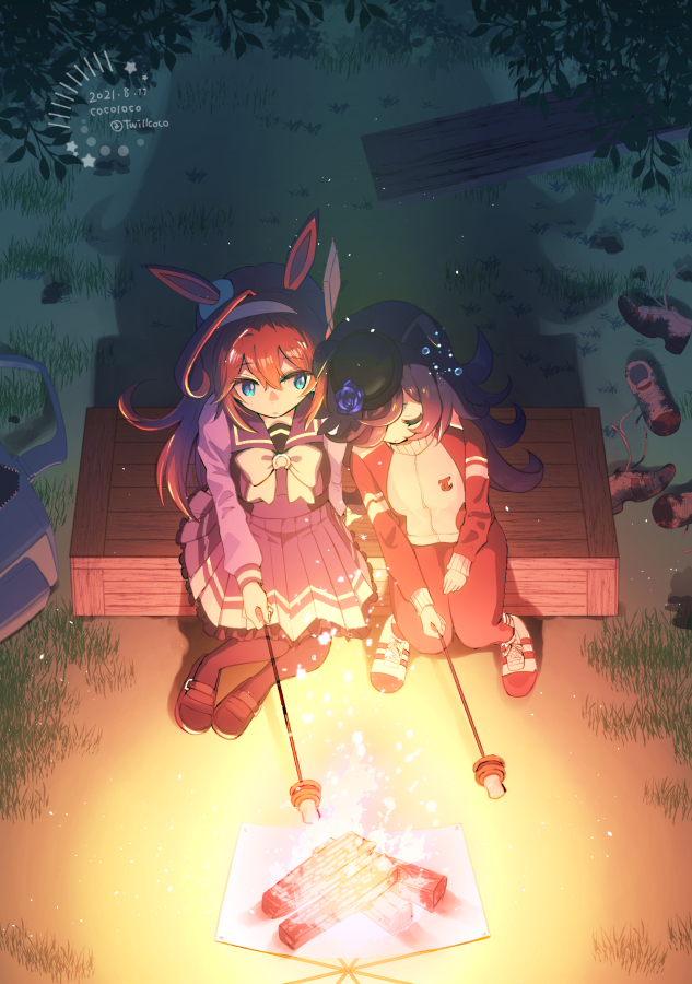 rice shower and mihono bourbon (umamusume) drawn by cocoloco