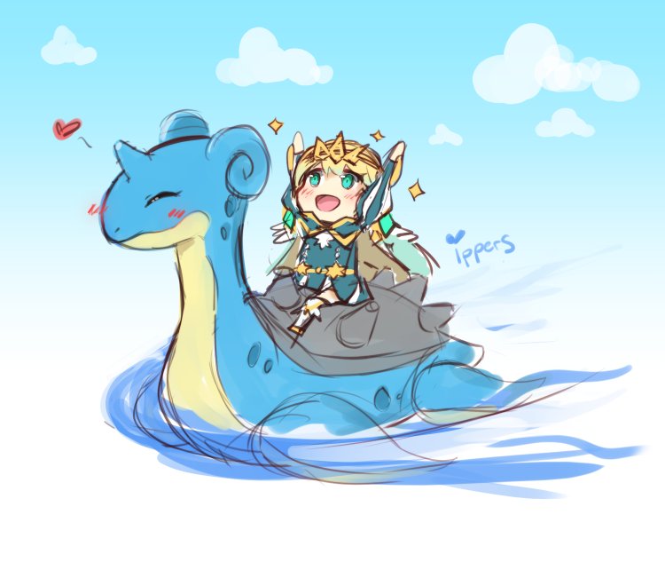 lapras and fjorm (pokemon and 2 more) drawn by ippers