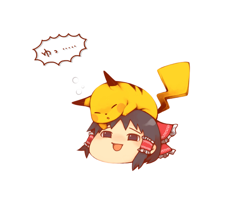 hakurei reimu and pikachu (touhou and 1 more) drawn by 710person