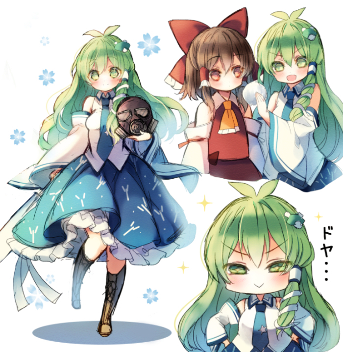 hakurei reimu and kochiya sanae (touhou and 1 more) drawn by piyokichi