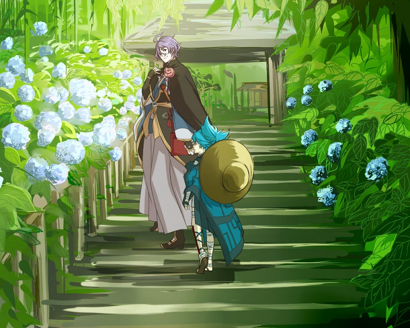 sayo samonji and kasen kanesada (touken ranbu) drawn by yamazaki_mitsuko