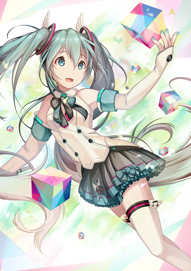hatsune miku and magical mirai miku (vocaloid and 1 more) drawn by kunknee