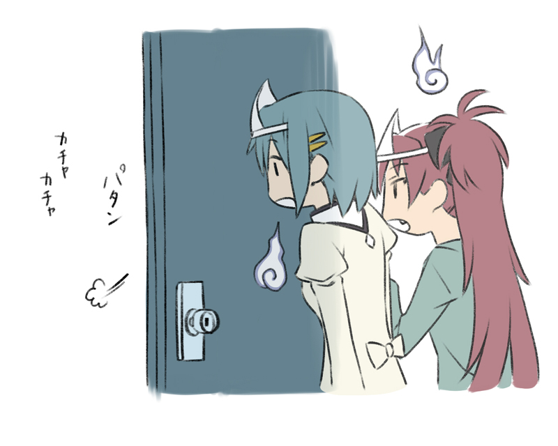 miki sayaka and sakura kyoko (mahou shoujo madoka magica) drawn by oda_takayuki
