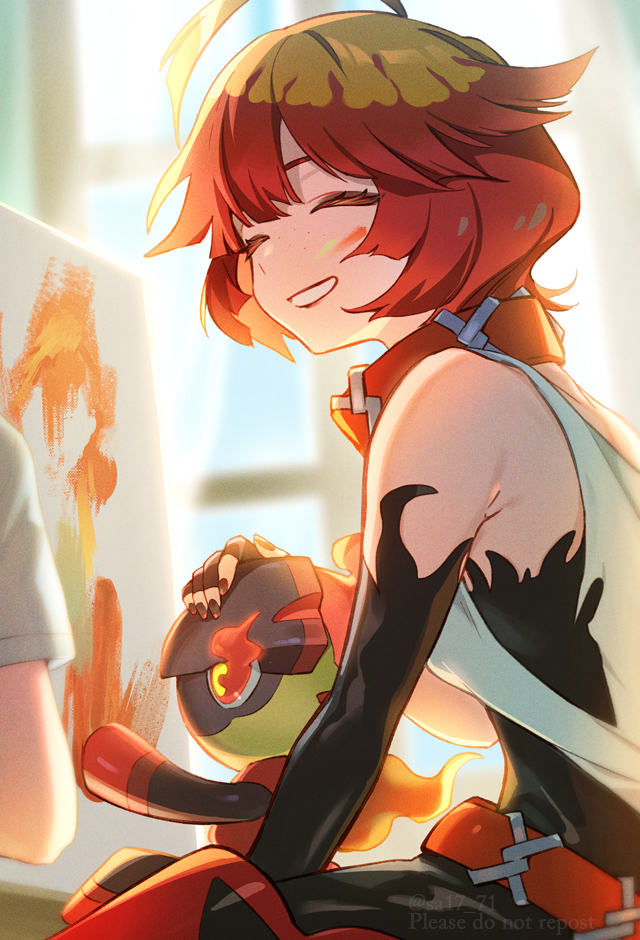 mela and charcadet (pokemon and 1 more) drawn by lu_(sa17_71)