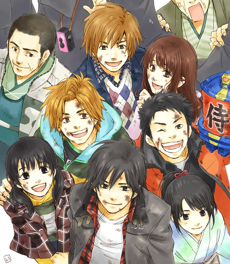 kadoya tsukasa, hanaori kotoha, shiraishi mako, shiba takeru, tani chiaki, and 5 more (kamen rider and 3 more) drawn by inagi