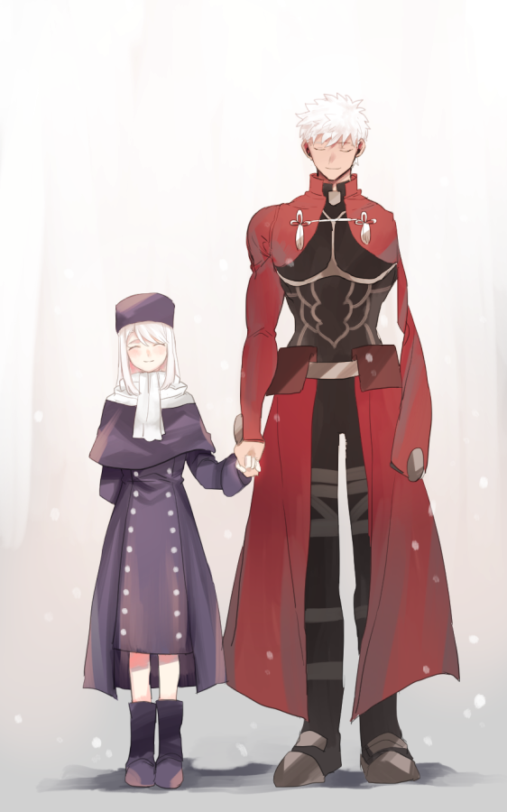 illyasviel von einzbern and archer (fate and 1 more) drawn by takashi_(onikukku)