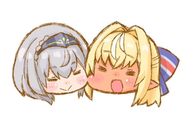 shirogane noel and shiranui flare (hololive) drawn by nekoyama