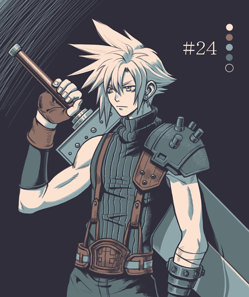 cloud strife (final fantasy and 1 more) drawn by uboar