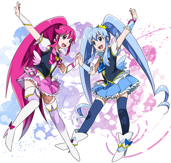 shirayuki hime, aino megumi, cure lovely, and cure princess (precure and 1 more) drawn by harukawa_(aonori1022)