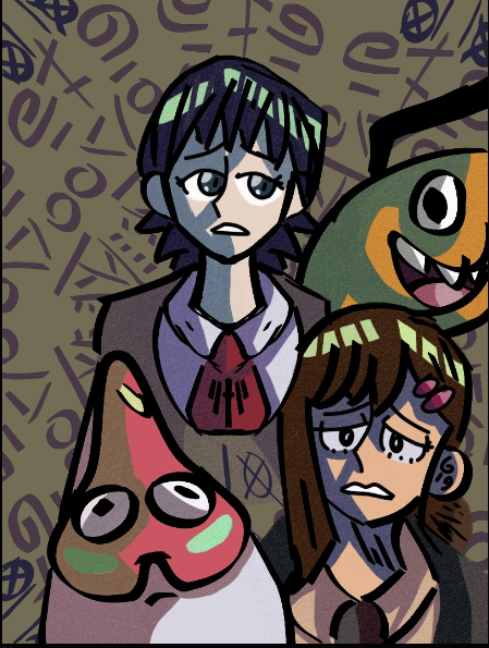higashiyama kobeni, pochita, sakura akira, and ein sof (chainsaw man and 1 more) drawn by powerfuldiez