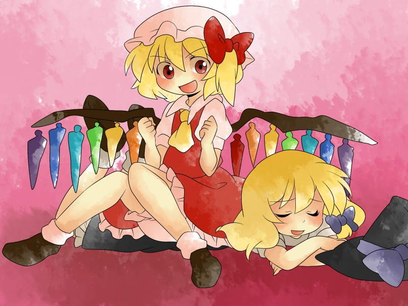 kirisame marisa and flandre scarlet (touhou) drawn by hammer_(sunset_beach)